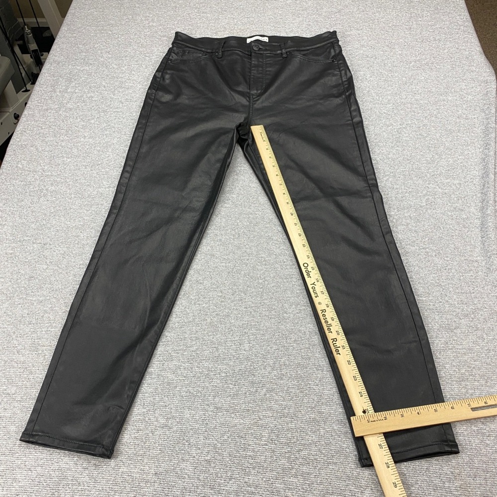 LOFT The Skinny Coated Jeans Black Faux Leather Look Pants Size 30 10 High Rise - Picture 13 of 14